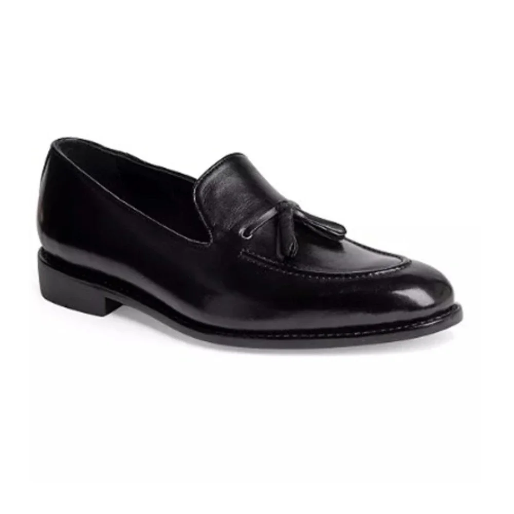 Anthony Veer Kennedy Tassel Loafer Black Leather Goodyear Welted Mens 11 D NEW